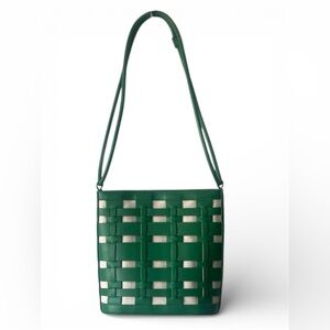 A new day Green and Cream Woven Shoulder Bag